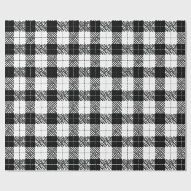 Black and White Herringbone Wrapping Paper (Flat)