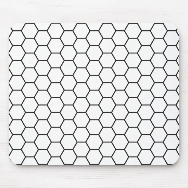 Black and White Hexagon Geometric Pattern Mouse Pad | Zazzle