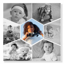 Black and White Hexagon Photo Collage