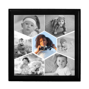Black and White Hexagon Photo Collage Gift Box