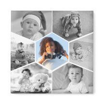 Black and White Hexagon Photo Collage