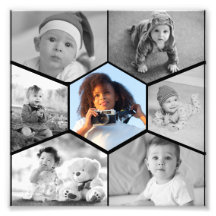 Black and White Hexagon Photo Collage