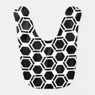Black and white hexagonal pattern baby bib