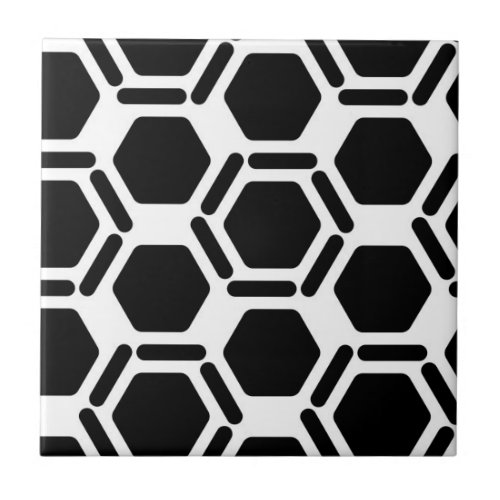Black and white hexagonal pattern ceramic tile