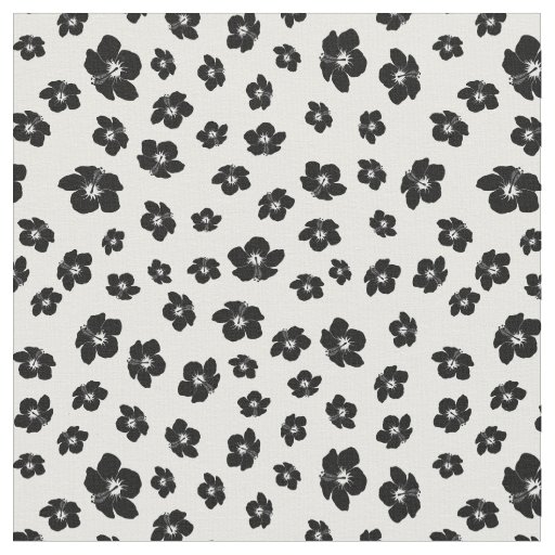 Black and White Hibiscus Floral Fabric