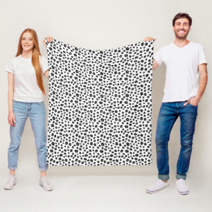 Black and White Hibiscus Floral Fleece Blanket