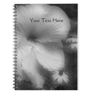 Black And White Hibiscus Flower Notebook
