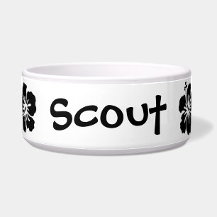 Black and White Hibiscus Flowers With Name Bowl