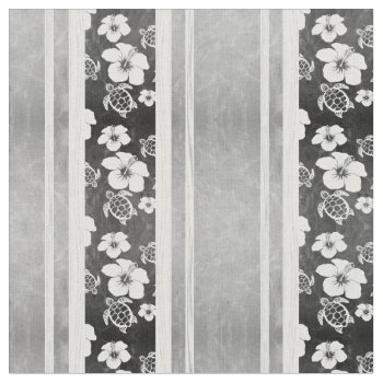 Black And White Hibiscus Hawaiian Honu Fabric by BailOutIsland at Zazzle