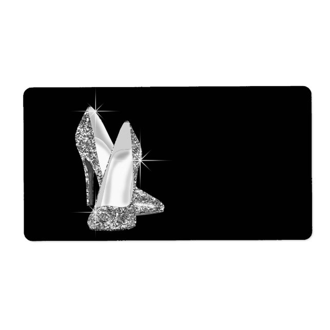 Black and White High Heel Shoe Label (Front)