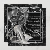 Black and White High Heels Birthday Party Invitation (Front/Back)
