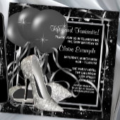 Black and White High Heels Womans Birthday Party Invitation