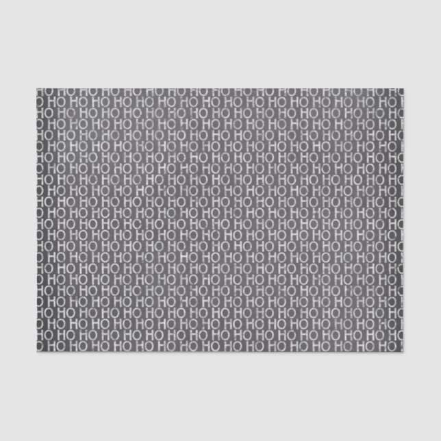 Black And White "Ho Ho Ho" Christmas Chalkboard Tissue Paper (Front)