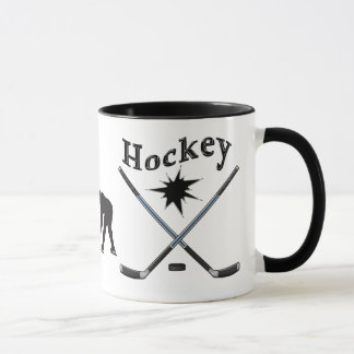 Black and White Hockey Mugs No Minimum or in BULK