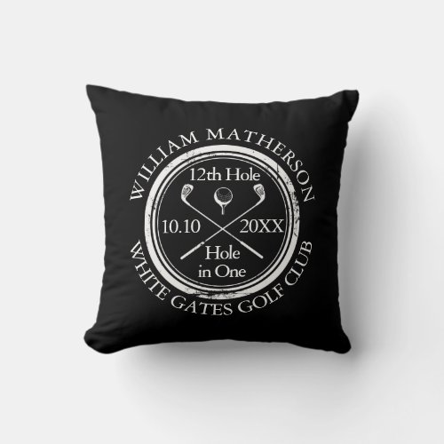 Black And White Hole in One Personalized Throw Pillow