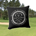 Black And White Hole in One Personalized Throw Pillow<br><div class="desc">Featuring an aged stamp effect classic retro design. Personalize the name,  location hole number and date to create a great keepsake to celebrate that fantastic hole in one. Designed by Thisisnotme©</div>