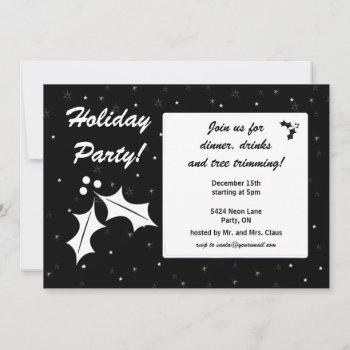 Black And White Holiday Party Invitation by xfinity7 at Zazzle
