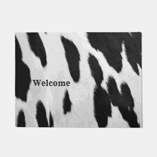 Black and White Holstein Cowhide Look Welcome Doormat