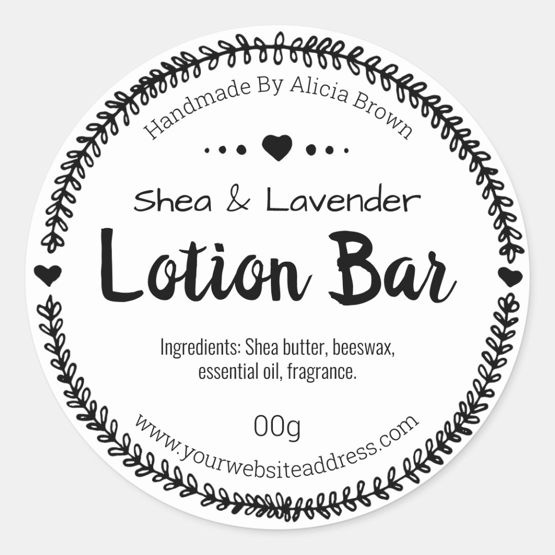 Black And White Homemade Lotion Bar Labels | Zazzle
