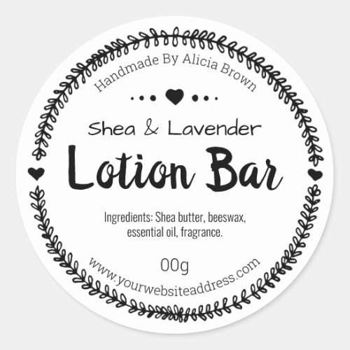 Black And White Homemade Lotion Bar Labels