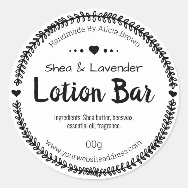 Black And White Homemade Lotion Bar Labels | Zazzle