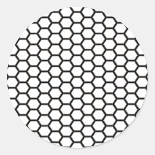 Black and White Honeycomb Diamond Pattern Classic Round Sticker