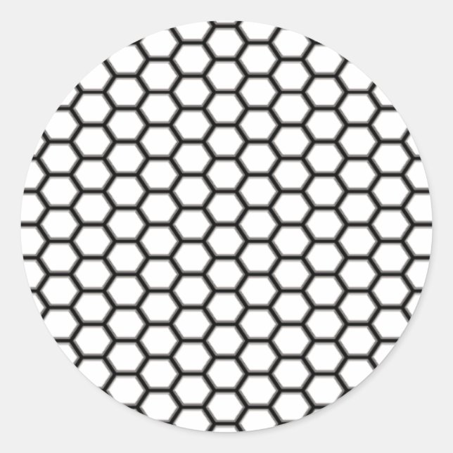 Black and White Honeycomb Diamond Pattern Classic Round Sticker (Front)