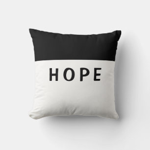 Black and White "Hope"  Throw Pillow