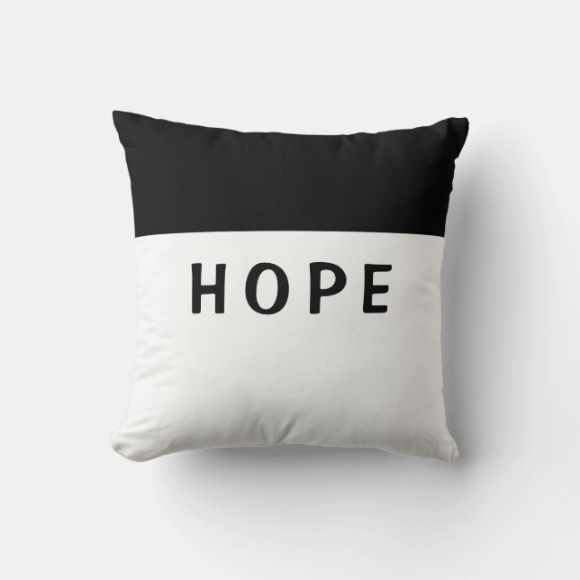 Black and White "Hope"  Throw Pillow (Front)