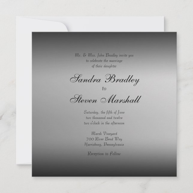 Black and White Horizon Wedding Invitations (Front)