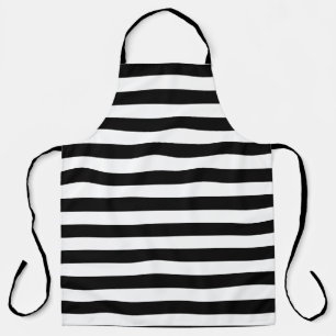 Black And White Horizontal Stripes Design Apron