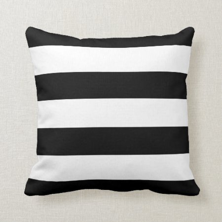 Black And White Horizontal Stripes Throw Pillow