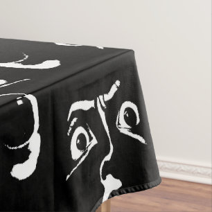 black and white horror face tablecloth