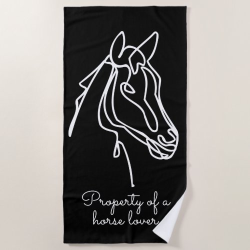 Black and white horse drawing beach towel gift