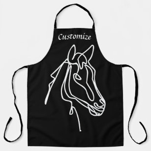 Black and white horse kitchen BBQ apron