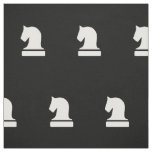 Black and white horse knight chess piece pattern fabric