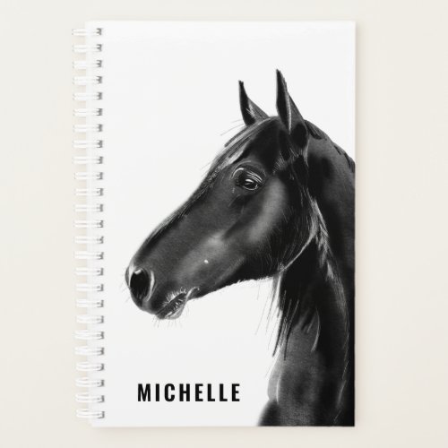 Black and White Horse Personalized Planner