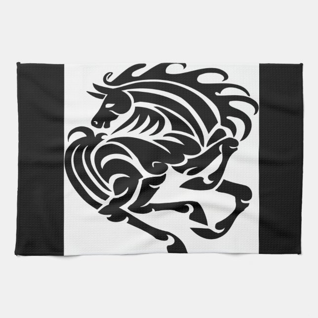 Black and white horse towel (Horizontal)