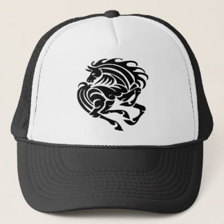 Black and white horse trucker hat