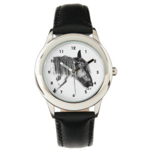 Black and white horse watch