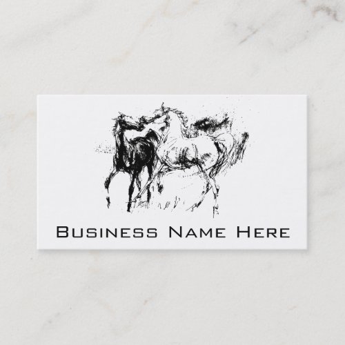 Black and White Horses Business Card Template