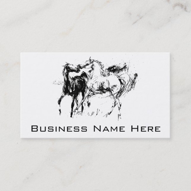 Black and White Horses Business Card (Front)