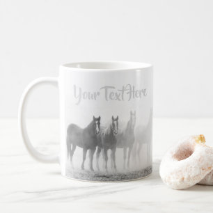 Black and White Horses Western Coffee Mug