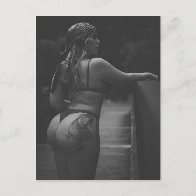 Black and White Hot Bikini Girl photo Postcard (Front)