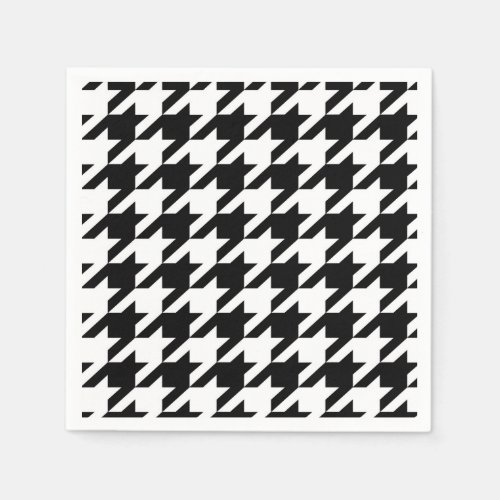 Black and White hounds_tooth Paper Napkins