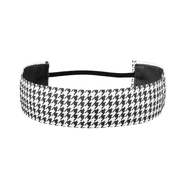 Black and White Houndstooth Athletic Headband (Front)