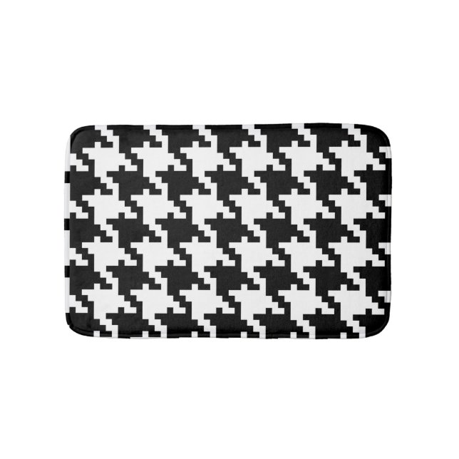 Black and White Houndstooth Bath Mat (Front)