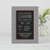 Black and White Houndstooth Birthday Invitation (Standing Front)