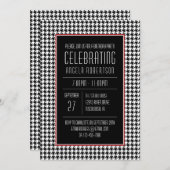 Black and White Houndstooth Birthday Invitation (Front/Back)