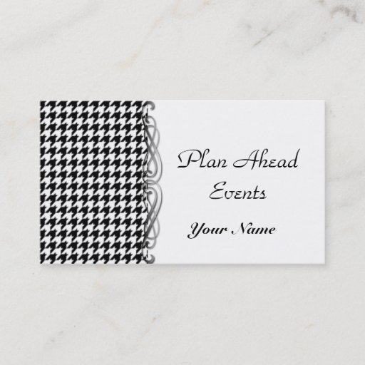 Customizable Black and White Houndstooth Business Card